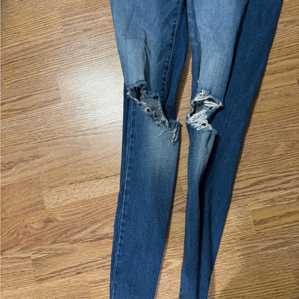Flying Monkey Distressed Dark Blue Skinny Jeans